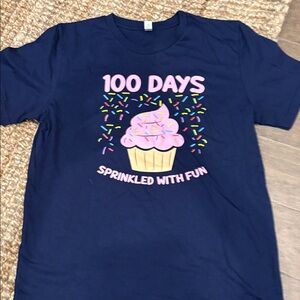 Navy Blue 100 Days Sprinkled with Fun T-Shirt TEACHER TEE NWOT